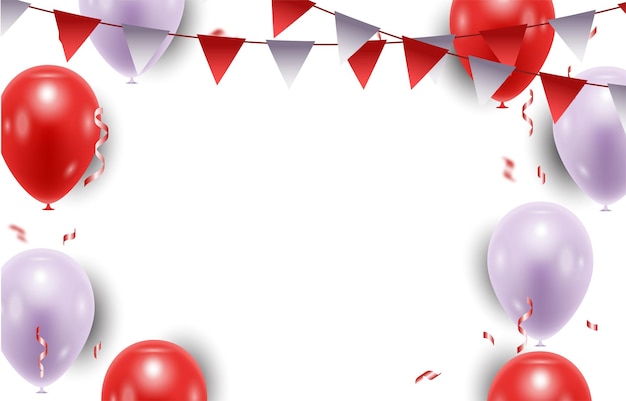 Ilustración vectorial de fondo de cumpleaños confeti y cintas Ilustración vectoria