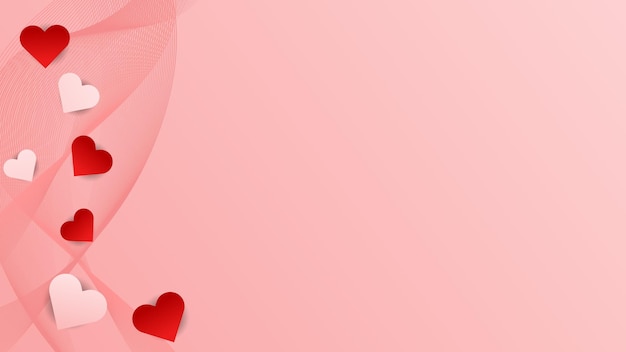 Vector ilustración vectorial de un fondo de día de san valentín con fondo de corazones rosados y rojos suaves