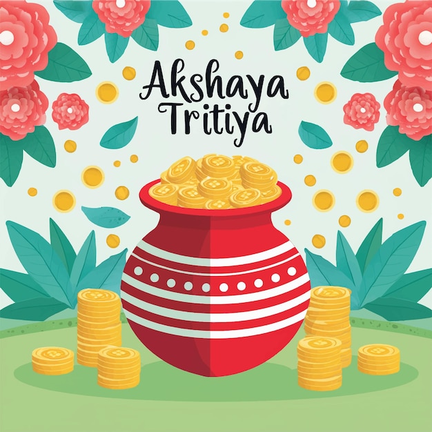 Ilustración vectorial del fondo para el feliz festival religioso de Akshaya Tritiya