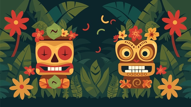 Ilustración vectorial de fondo del festival de Tiki