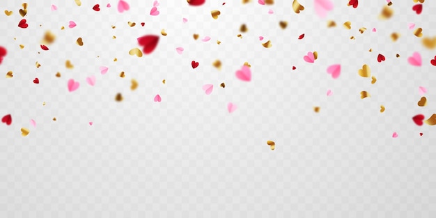 Ilustración vectorial de fondo en forma de corazón del concepto de celebración del día de san valentín con confeti