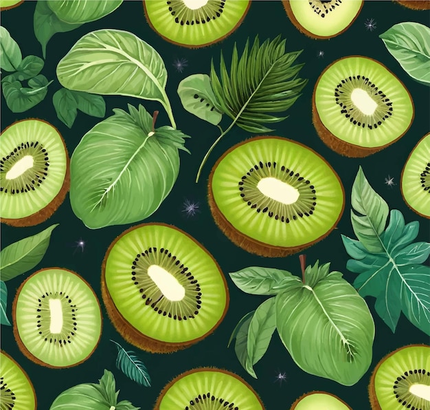 Ilustración vectorial del fondo de la fruta del kiwi