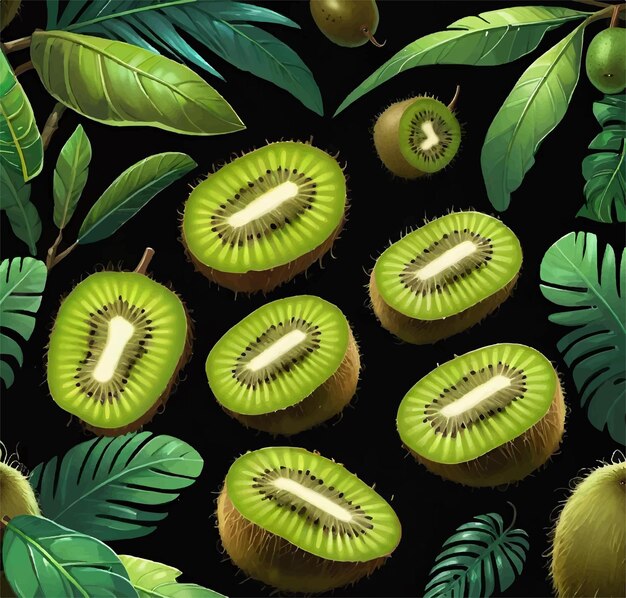 Ilustración vectorial del fondo de la fruta del kiwi