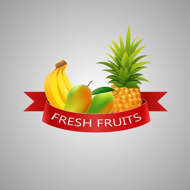 Ilustración vectorial de fondo de frutas frescas