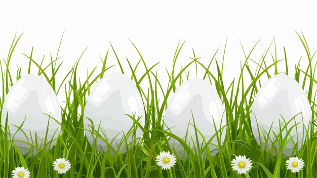 Ilustración vectorial de fondo de huevos de Pascua en hierba