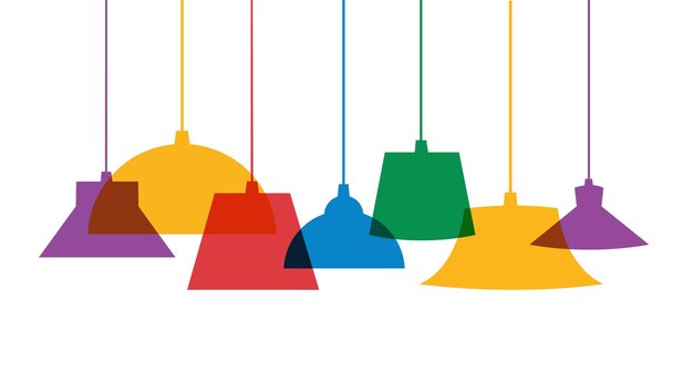 Ilustración vectorial de fondo de la lámpara de techo colorida