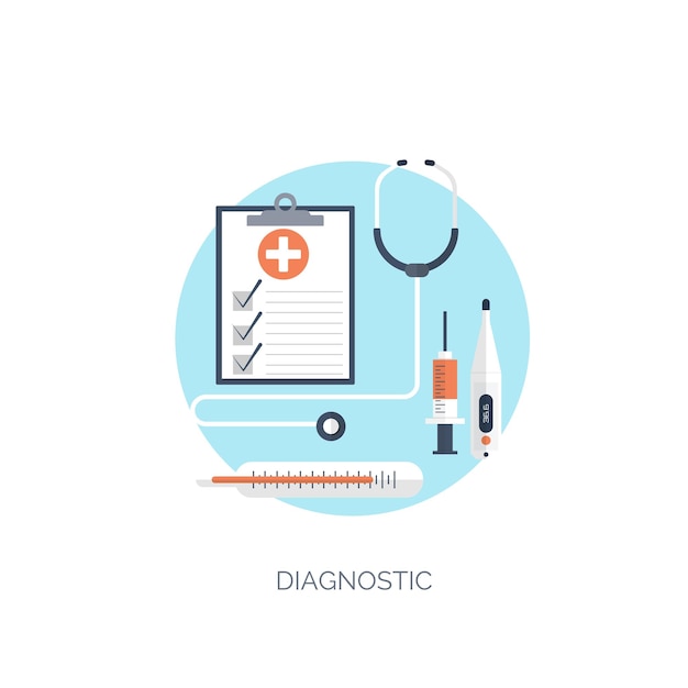 Ilustración vectorial Fondo médico y químico plano Experimento de investigación Primeros auxilios de salud