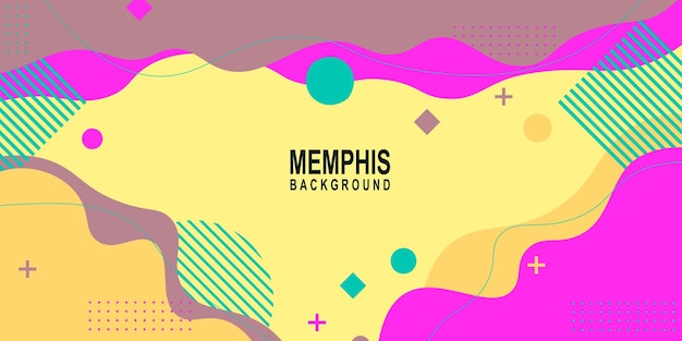 Ilustración vectorial de fondo de Memphis moderna y colorida
