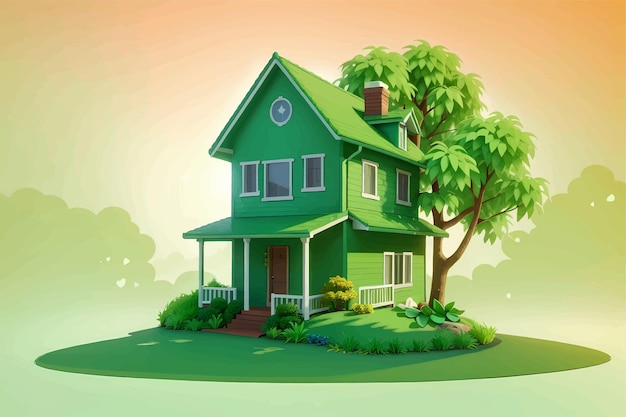 Ilustración vectorial de fondo de la naturaleza del hogar verde