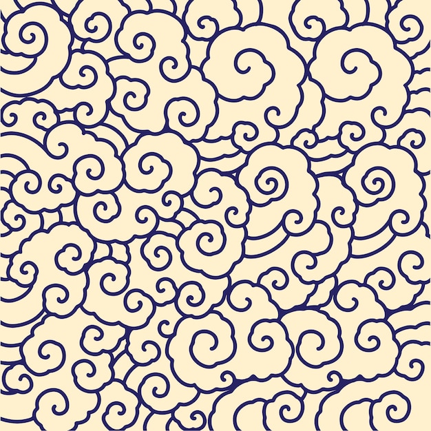 Ilustración vectorial de fondo de nubes japonesas