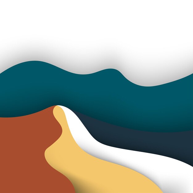 Ilustración vectorial de fondo de ondas de color en capas uso combinación verde marrón blanco y azul
