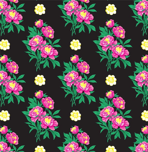 Ilustración vectorial de fondo de patrón sin costuras de arte abstracto textil de texturas de flores tsim