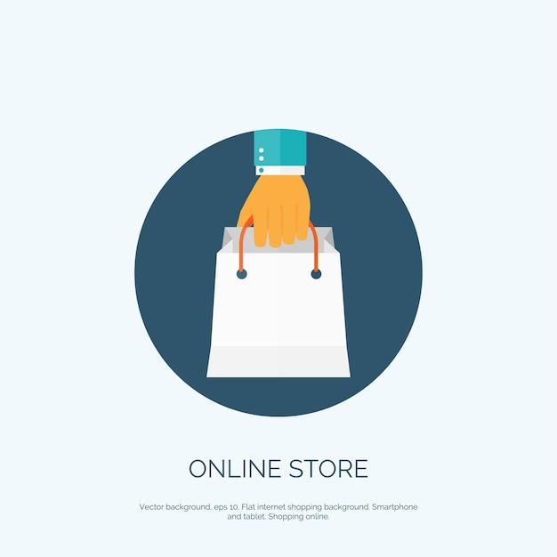 Ilustración vectorial de fondo plano concepto de compras en línea tienda web estore