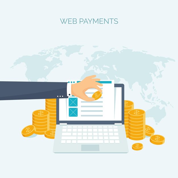 Ilustración vectorial de fondo plano con dinero dinero haciendo depósitos bancarios financieros