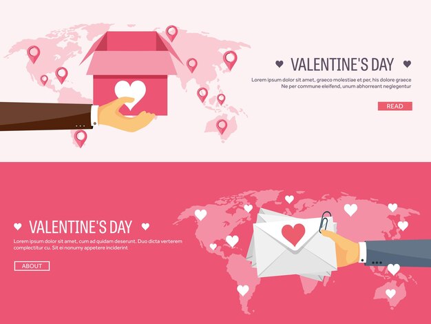 Vector ilustración vectorial fondo plano con sobre y caja amor y corazones día de san valentín sea mi