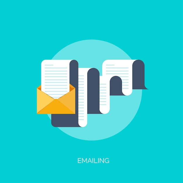 Ilustración vectorial Fondo plano con sobre Fondo de concepto de correo electrónico Escritura de sms no deseados Letras Nuevo mensaje