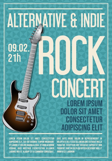 Vector ilustración vectorial de fondo retro de un concierto de rock