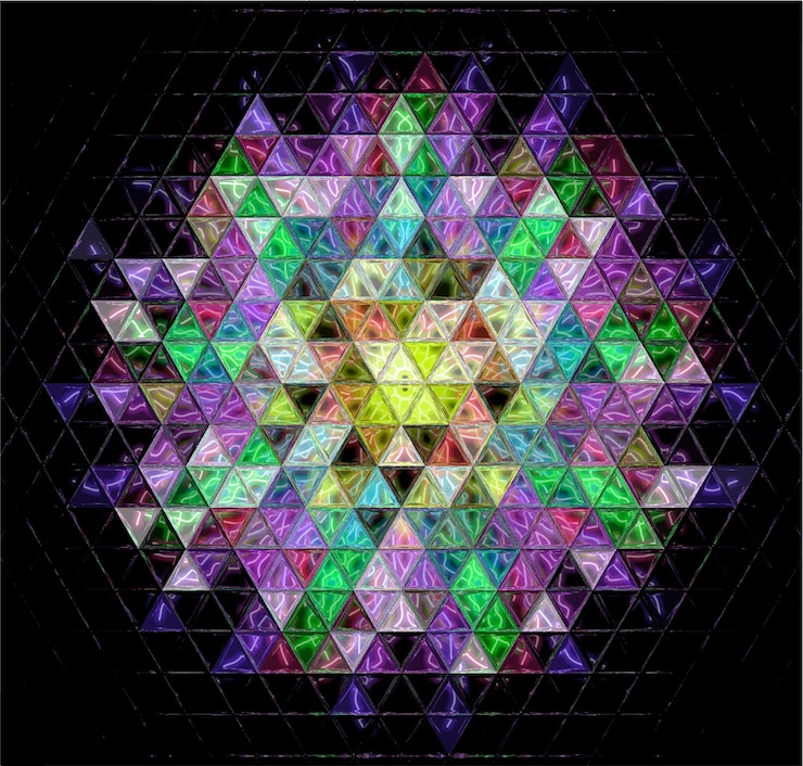 Vector ilustración vectorial de fondo vitrage abstracto patrón de vidrieras decorativas para diseño de carteles, volantes y folletos