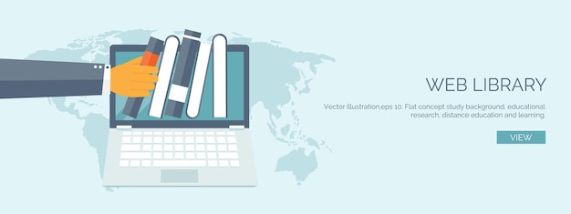 Ilustración vectorial fondos planos establecer educación a distancia cursos en línea escuela web