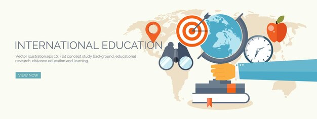 Ilustración vectorial fondos planos establecer educación a distancia cursos en línea escuela web