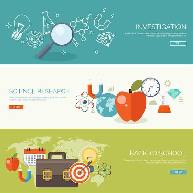 Ilustración vectorial fondos planos establecer educación a distancia cursos en línea escuela web