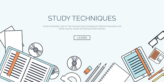 Ilustración vectorial fondos planos establecer educación a distancia cursos en línea escuela web