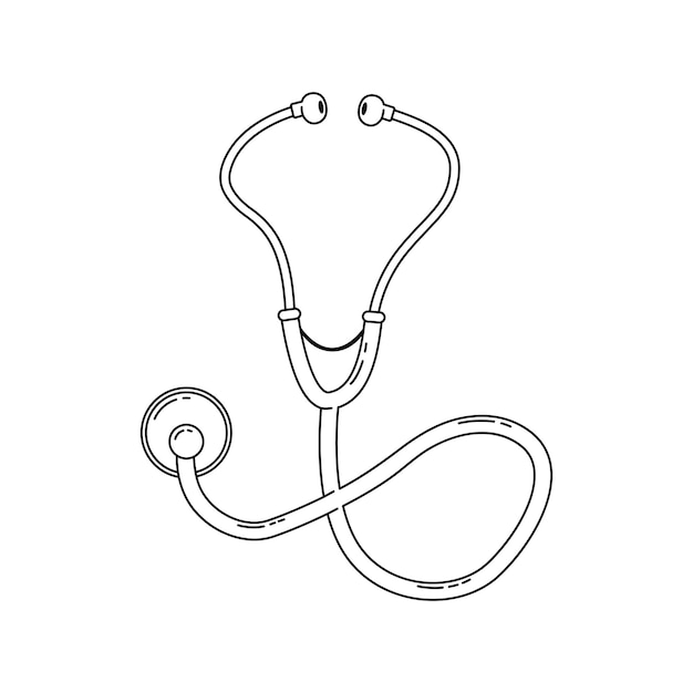 Ilustración vectorial de un fonendoscopio instrumentos médicos esquema