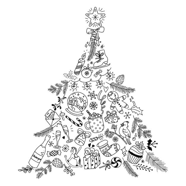 Ilustración vectorial en forma de árbol de Navidad