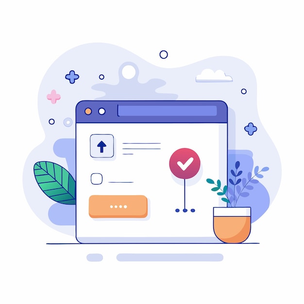 Ilustración vectorial de un formulario de solicitud web moderno con un diseño de envío exitoso