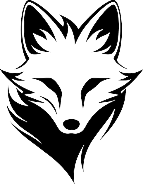 Vector ilustración vectorial de fox en blanco y negro