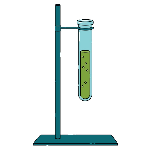 Ilustración vectorial del frasco médico con tubo de ensayo de laboratorio para experimentos y ensayos