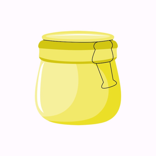 Vector ilustración vectorial del frasco de vidrio plano amarillo