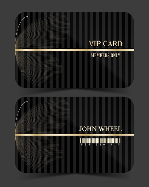 Ilustración vectorial del frente y la parte trasera de la tarjeta VIP de lujo premium