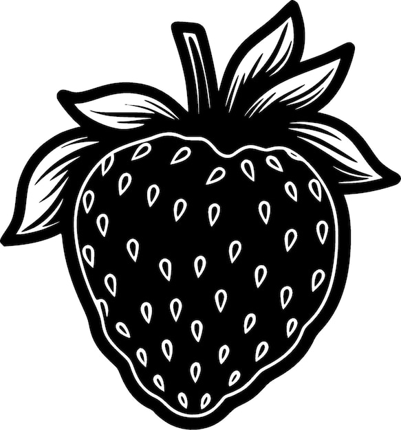 Ilustración vectorial de fresa negra y blanca