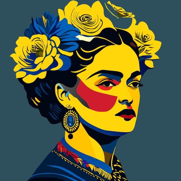 Ilustración vectorial de Frida Kahlo al estilo de Banksy