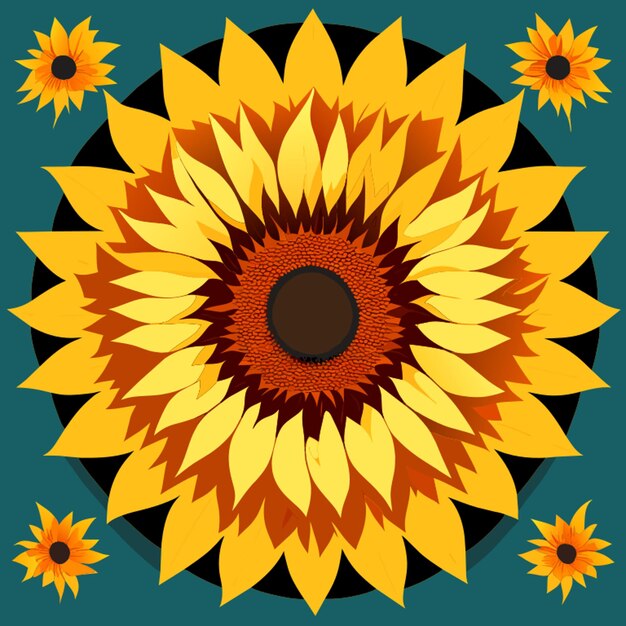 Vector ilustración vectorial de la frontera del girasol