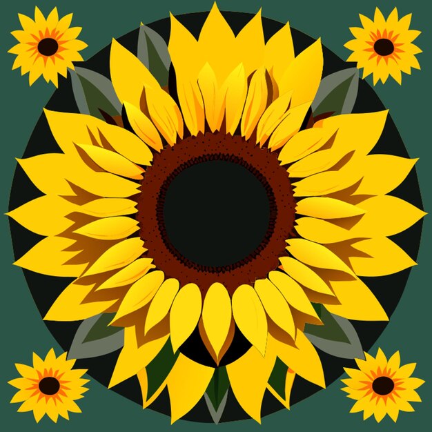 Vector ilustración vectorial de la frontera del girasol