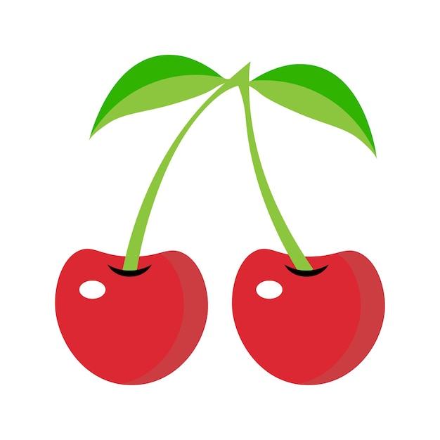 Ilustración vectorial de la fruta de cereza roja aislada sobre un fondo blanco Cerezas rojas frescas móviles