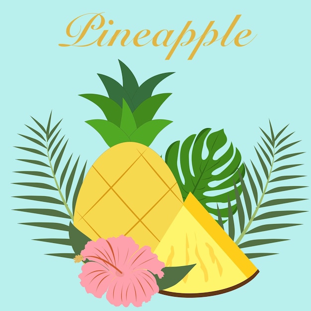 Ilustración vectorial de la fruta de la piña de la piña colorida rebanada dulce de piña.