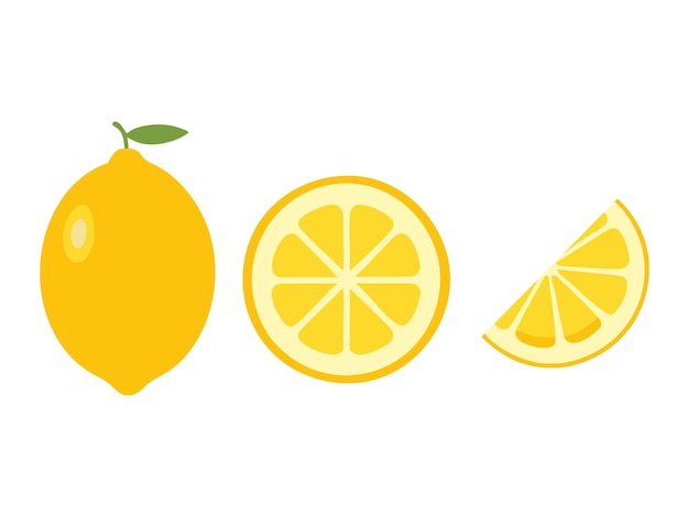 Ilustración vectorial de frutas cítricas frescas cortadas en rodajas y en cuña