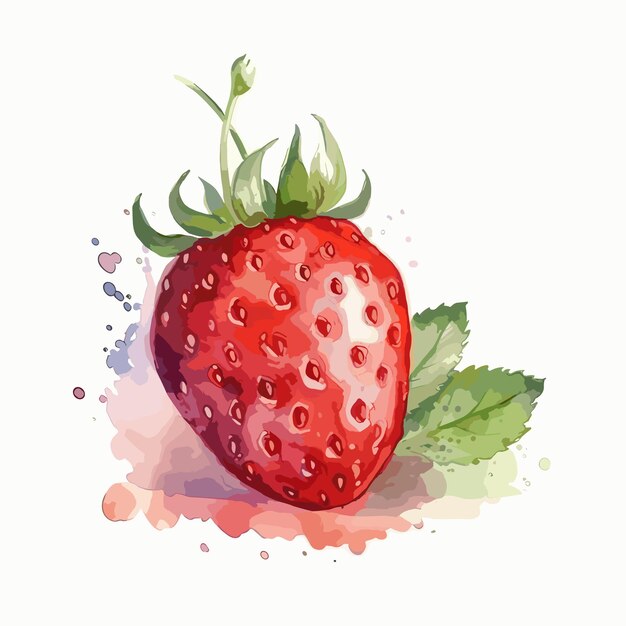 Ilustración vectorial de frutas de fresa en acuarela