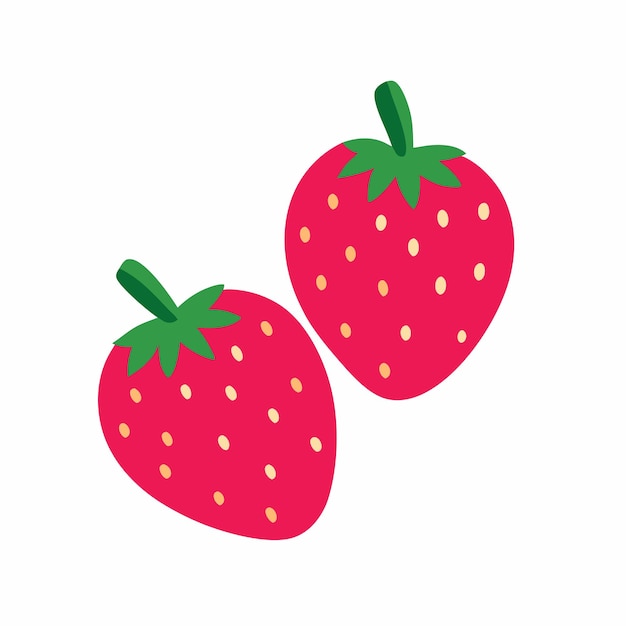 Ilustración vectorial de frutas de fresa de verano en un fondo blanco 10