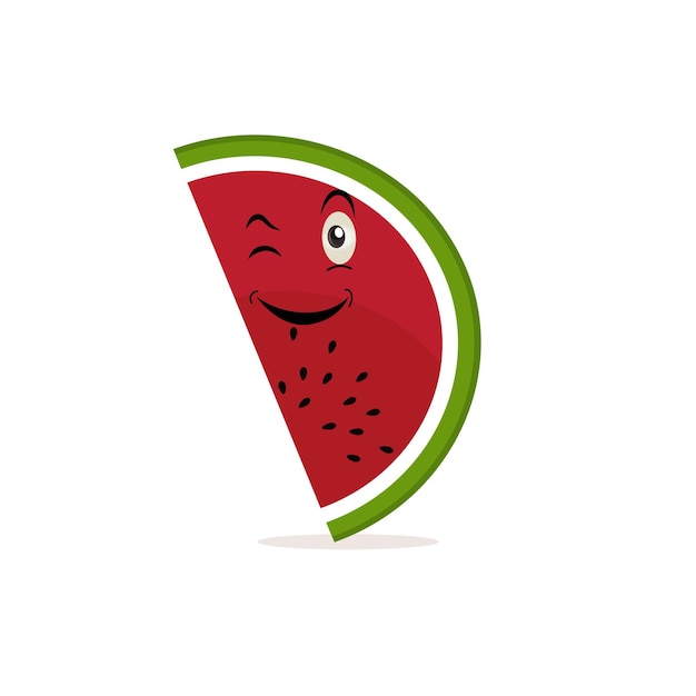 Ilustración vectorial de frutas frescas de dibujos animados de sandía con diferentes caras y expresiones