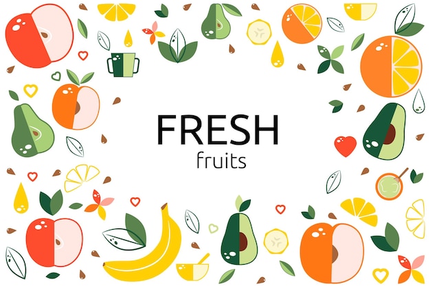 Ilustración vectorial de frutas frescas