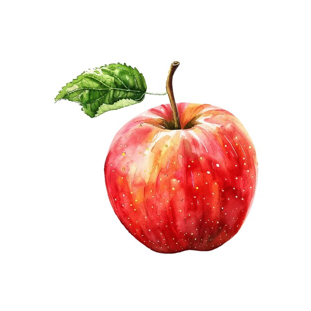 Vector ilustración vectorial de frutas de manzana en estilo acuarela