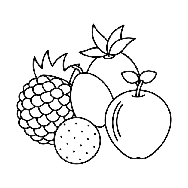 Ilustración vectorial de frutas tradicionales de año nuevo en fondo blanco