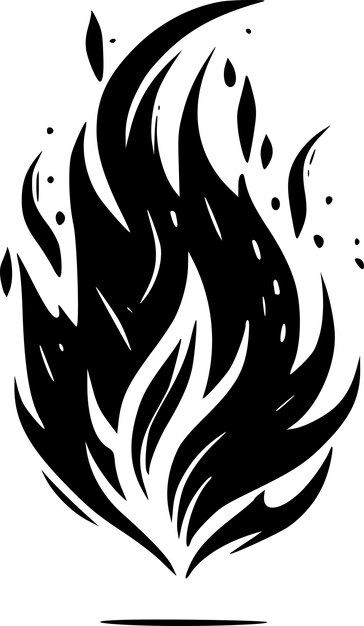 Vector ilustración vectorial de fuego en blanco y negro