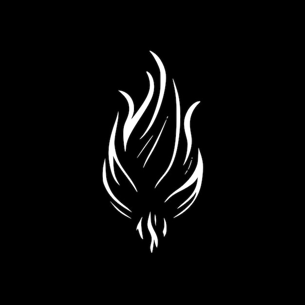 Vector ilustración vectorial de fuego en blanco y negro