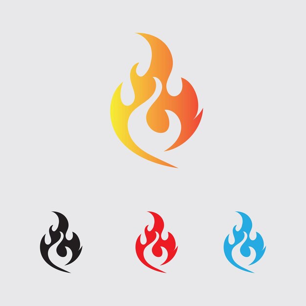 Ilustración vectorial de fuego y símbolo en fondo gris