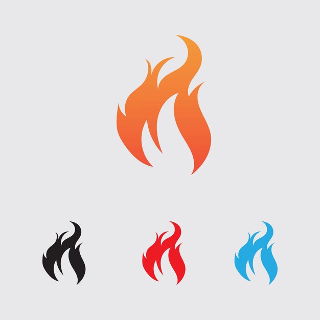 Ilustración vectorial de fuego y símbolo en fondo gris